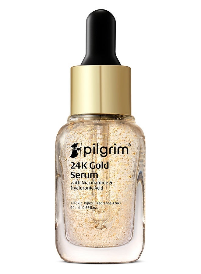 PILGRIM 24K Gold Face Serum With Niacinamide & Hyaluronic Acid, Dewy Primer For Face Make-Up For All Skin Types, Korean Skin Care For Unisex, 20ml - Image 1