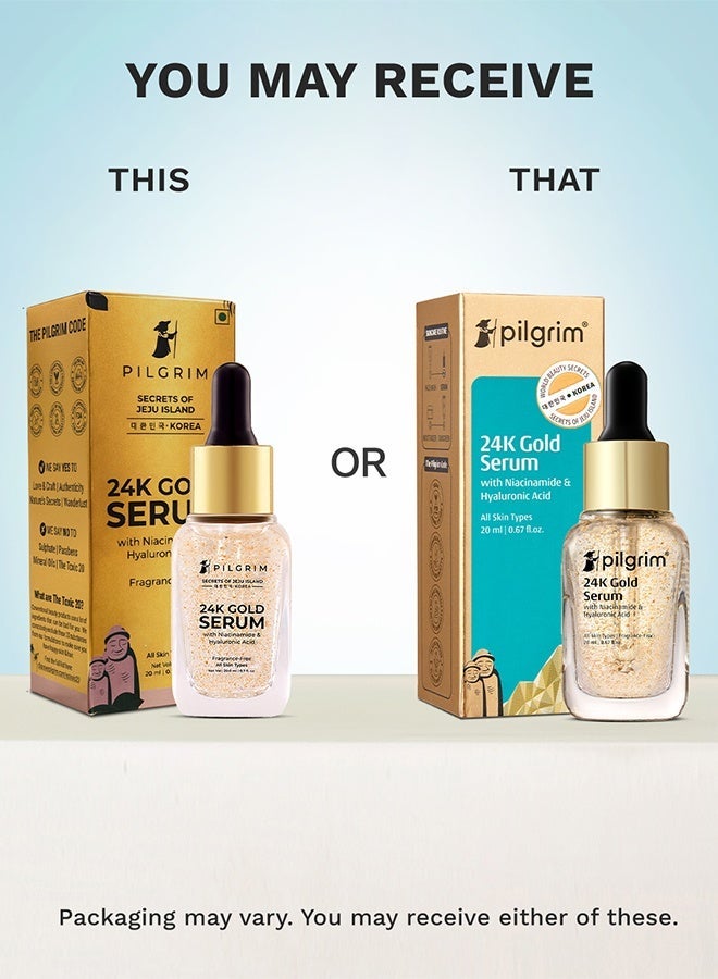 PILGRIM 24K Gold Face Serum With Niacinamide & Hyaluronic Acid, Dewy Primer For Face Make-Up For All Skin Types, Korean Skin Care For Unisex, 20ml - Image 3