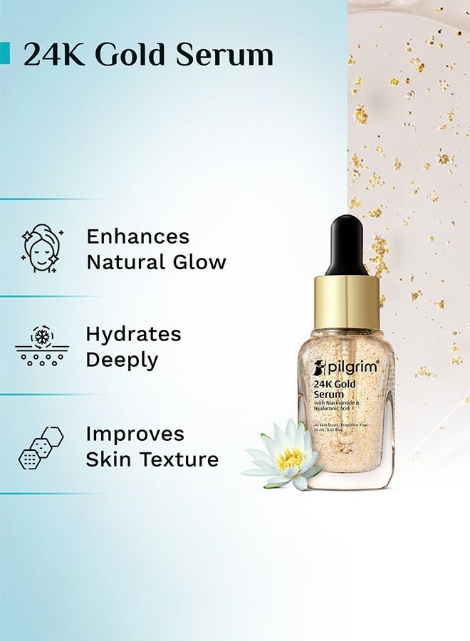 PILGRIM 24K Gold Face Serum With Niacinamide & Hyaluronic Acid, Dewy Primer For Face Make-Up For All Skin Types, Korean Skin Care For Unisex, 20ml - Image 5