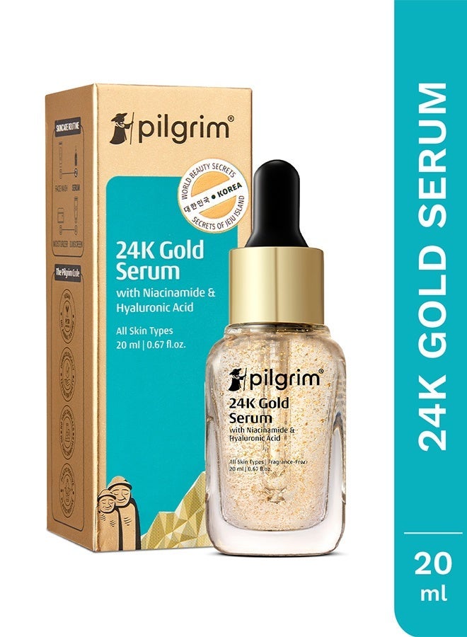 PILGRIM 24K Gold Face Serum With Niacinamide & Hyaluronic Acid, Dewy Primer For Face Make-Up For All Skin Types, Korean Skin Care For Unisex, 20ml - Image 2