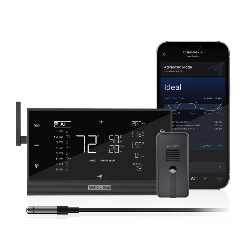 AC Infinity Controller AI with CO2 Sensor Bundle AIPowered Learning CO2 Data Tracking for Gardens Grow Tents Temp Humidity VPD Monitoring for Dynamic Level Adjusting Bluetooth WiFi App - Image 2