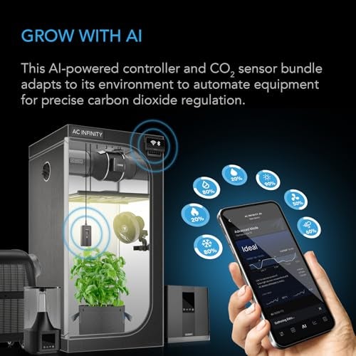 AC Infinity Controller AI with CO2 Sensor Bundle AIPowered Learning CO2 Data Tracking for Gardens Grow Tents Temp Humidity VPD Monitoring for Dynamic Level Adjusting Bluetooth WiFi App - Image 3