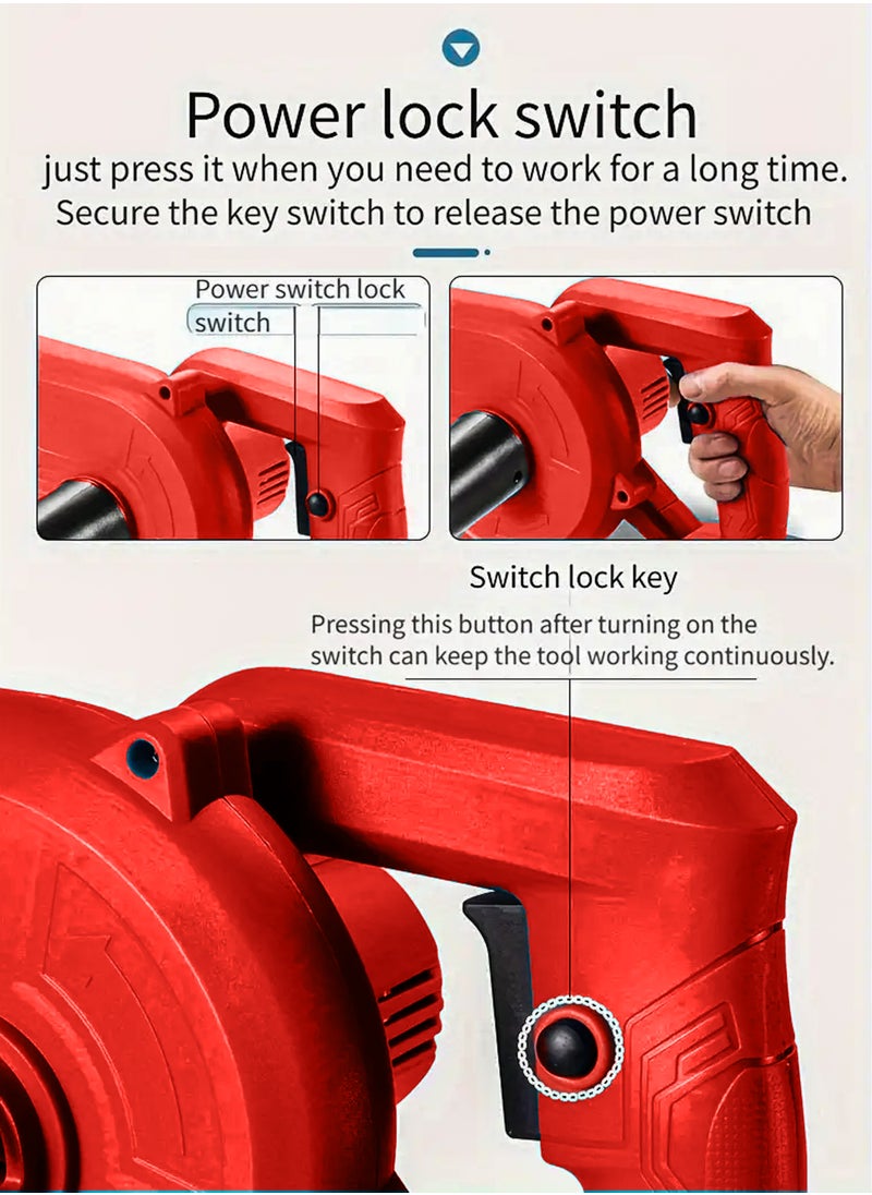 2-in-1 Cordless Leaf Blower and Vacuum Powerful 21V Battery, 18,000 RPM Motor, High-Speed Airflow, Lightweight and Portable, Adjustable Wind Speed, Mini Rechargeable Handheld Electric Blowing Machine Wet Dryer Power Tool for Leaves, Dust, Car Debris, Yard, Patio, Garage, Courtyard Snow Cleaner, Home Office Computer Cleaning