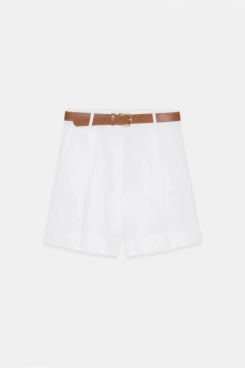 Dilvin White DILVIN Linen Shorts for Women | Best Price UAE