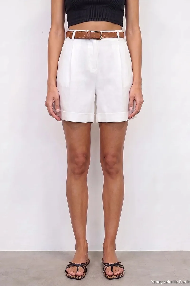 Dilvin White DILVIN Linen Shorts for Women | Best Price UAE