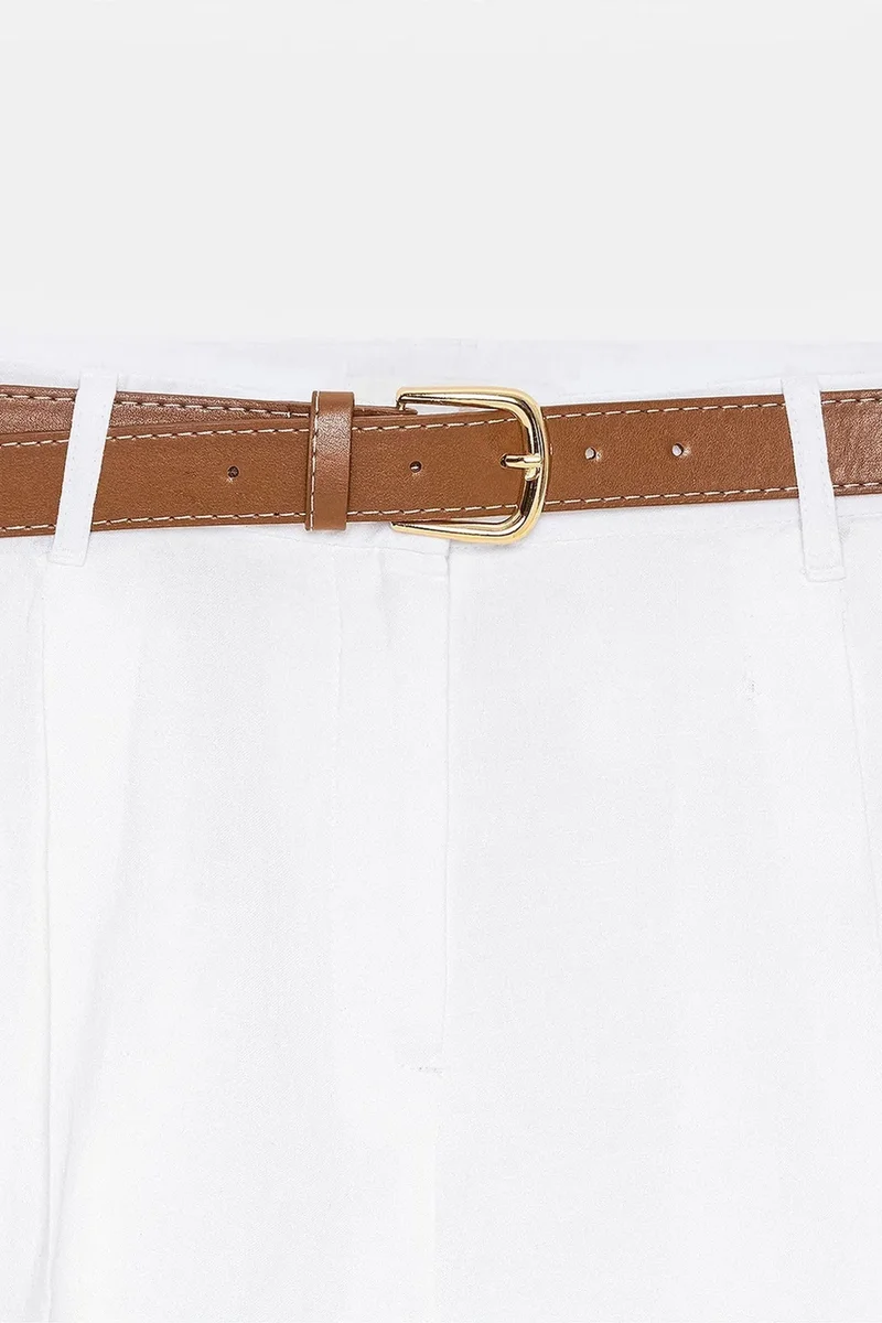 Dilvin White DILVIN Linen Shorts for Women | Best Price UAE