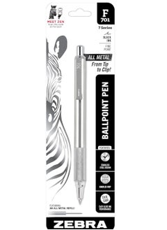 ZEBRA 1 Piece F-701 All Metal Retractable Ballpoint 0.7 mm Black Ink  - Image 1