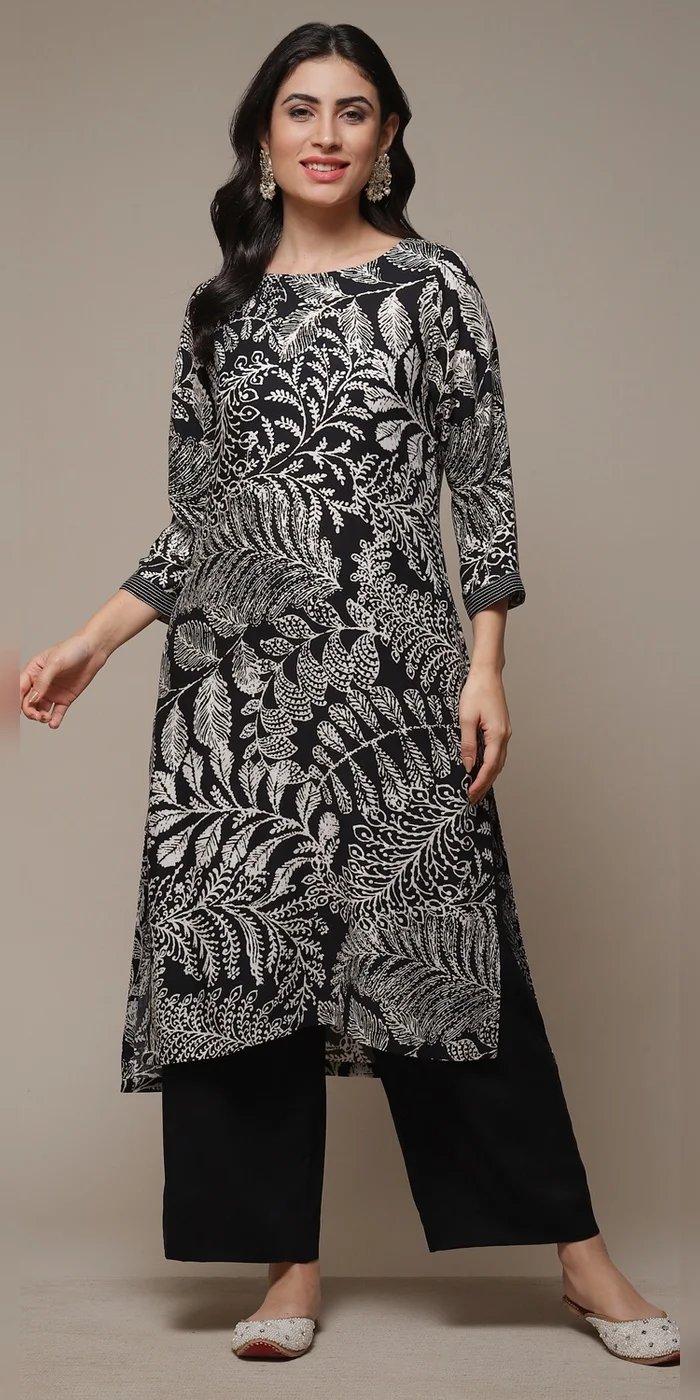 Biba  Women Black Liva Straight Printed 2 Piece Set  | Best Price UAE