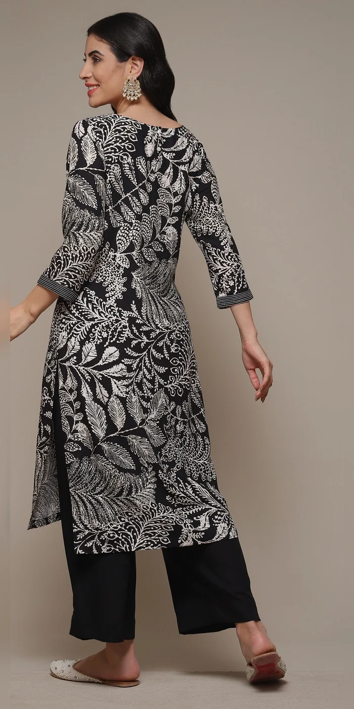 Biba  Women Black Liva Straight Printed 2 Piece Set  | Best Price UAE