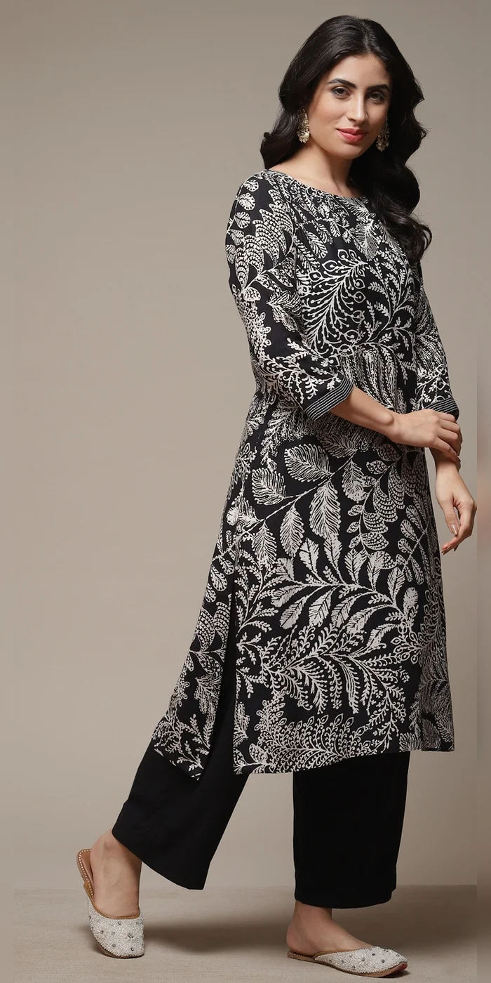 Biba  Women Black Liva Straight Printed 2 Piece Set  | Best Price UAE