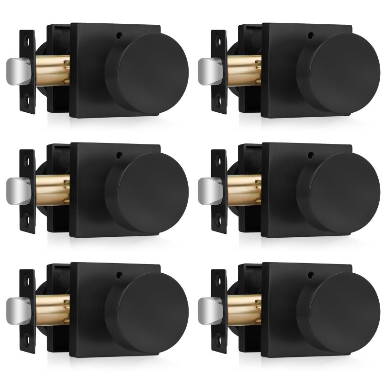 Haidms Matte Black Door Knobs Interior Privacy, Heavy Duty Square Black Interior Door Knobs for Bedroom, Zinc Alloy Privacy Door Knob Bathroom (6 Pack) - Image 1