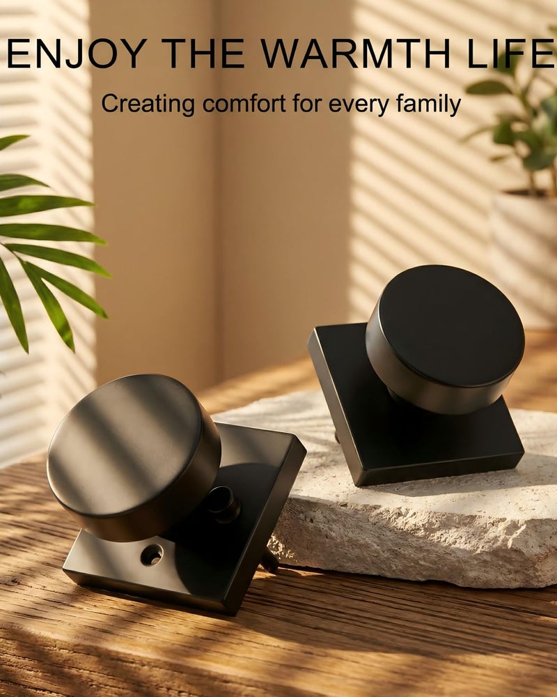 Haidms Matte Black Door Knobs Interior Privacy, Heavy Duty Square Black Interior Door Knobs for Bedroom, Zinc Alloy Privacy Door Knob Bathroom (6 Pack) - Image 4