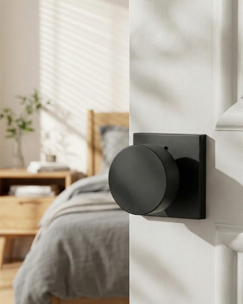 Haidms Matte Black Door Knobs Interior Privacy, Heavy Duty Square Black Interior Door Knobs for Bedroom, Zinc Alloy Privacy Door Knob Bathroom (6 Pack) - Image 2