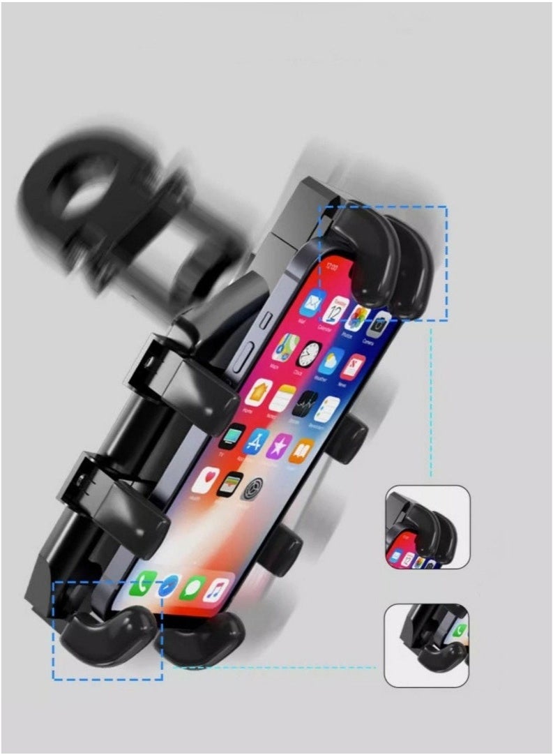 Motorcycle & Bike Phone Holder, Phone Holder with Shock Absorber for Handlebar up to 33mm, for iPhone,Samsung,Xiaomi, Huawei, Honor and More 4.7 inch-7.2 inch Phones - Image 3
