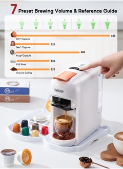 Cafelffe New 5 In 1 Automatic Capsule Coffee Machine Hot Cold Espresso Coffee Maker With 7 Levels LED Bar Indicator For Small Capsule, Large Capsule, Americano Capsule, ESE Pod And Coffee Powder 0.6L Black  - Image 3