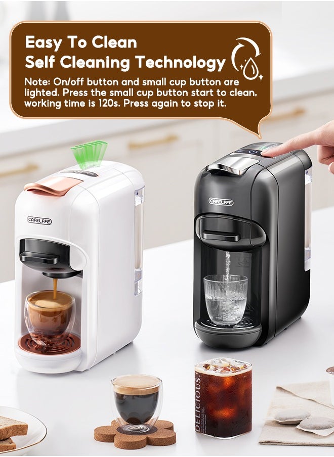 Cafelffe - New 5 In 1 Automatic Capsule Coffee Machine Hot Cold Espresso Coffee Maker With 7 Levels LED Bar Indicator For Small Capsule, Large Capsule, Americano Capsule, ESE Pod And Coffee Powder 0.6L Black - Image 1