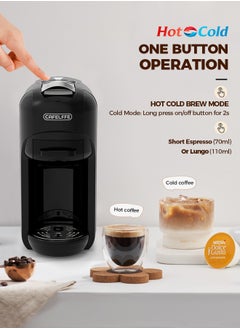 Cafelffe New 5 In 1 Automatic Capsule Coffee Machine Hot Cold Espresso Coffee Maker With 7 Levels LED Bar Indicator For Small Capsule, Large Capsule, Americano Capsule, ESE Pod And Coffee Powder 0.6L Black  - Image 4