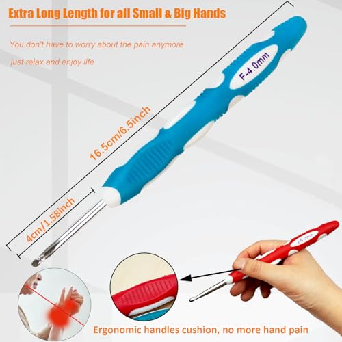 Mdoker Size H/8(5mm) Crochet Hook,Extra Long Crochet Hooks Needles for Arthritic Hands,Ergonomic Grip Soft Handles for Beginners and Experiecced Crochet Lover,Comfortable/Smooth/Ergonomic - Image 5
