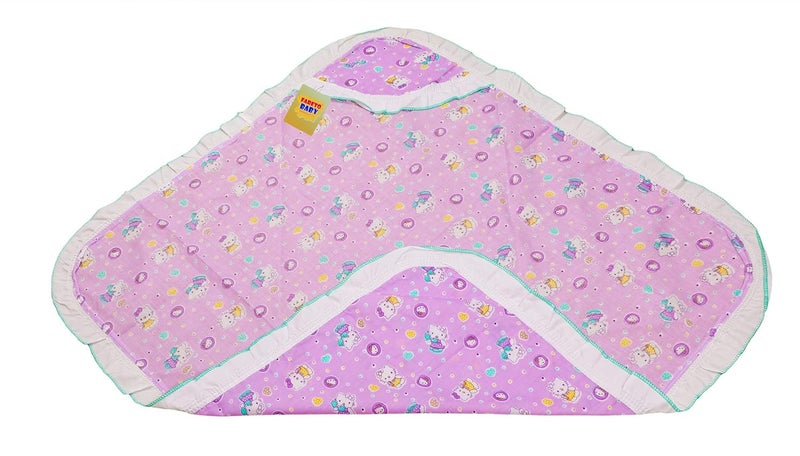 Fareto Cotton Single Layer Combo of 3 Frill Baby Wrapper/Blanket/Carry Towel(Assorted) - Image 2