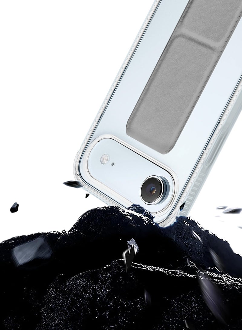 CATANES 2 Packs Finger Grip Clear Case Cover for iPhone 17 Air- Kickstand Car Magnetic Holder Multi-function Protective Two-in-one Case with Privacy Screen Protector - Grey - Image 2