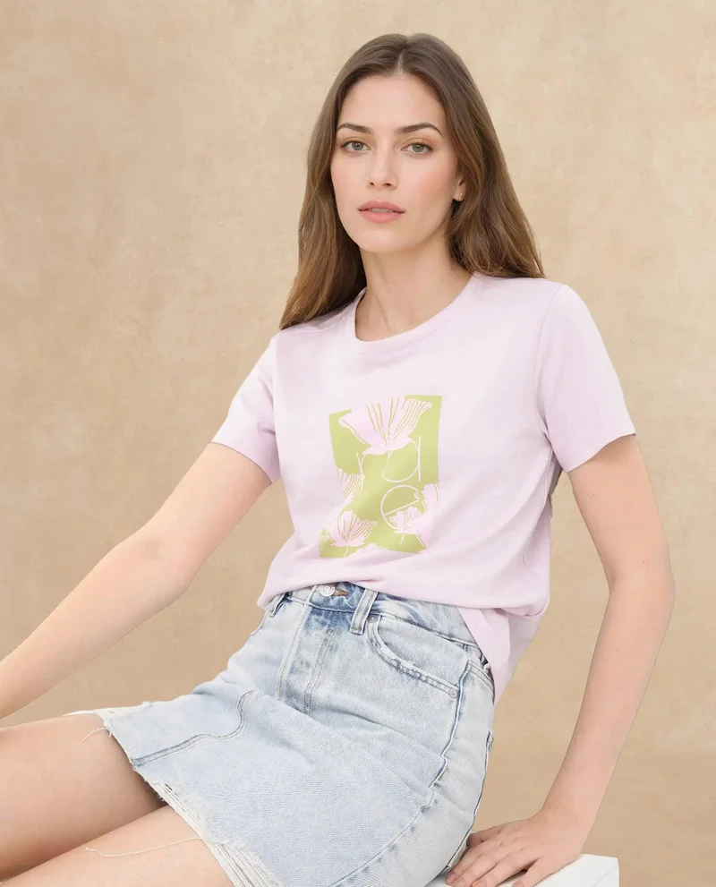 Rareism Women's Soft Cotton-Poly Blend T-Shirt