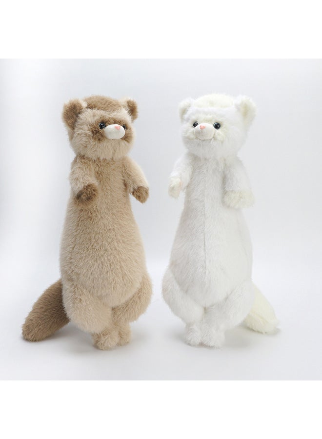 Cautable European Mink Plush Doll Simulation Mink Doll Children's Sleeping Accompanying Doll Pillow Gift Ferret-Specifications:52*20cm(0.38kg)-Color:White Mink