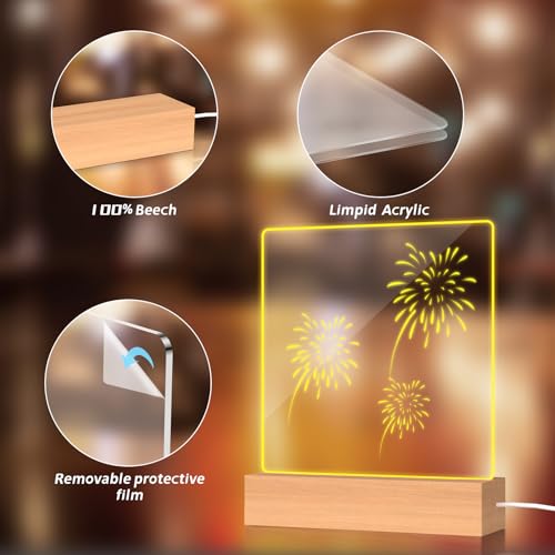 MEGUO Gifts for Women Men Girls-Personalized DIY Night Light Message Board with Erasable Pen,Room/Home/Office Décor,Best Gift for Mother's Day/Father'sday/Birthday/Wedding/Anniversary - Image 5