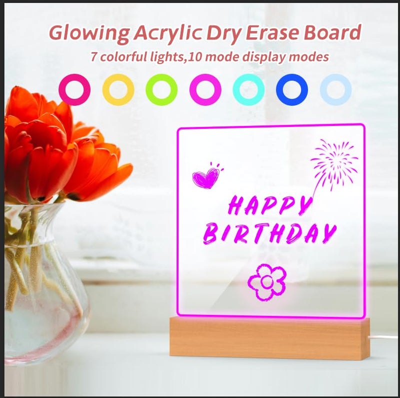 MEGUO Gifts for Women Men Girls-Personalized DIY Night Light Message Board with Erasable Pen,Room/Home/Office Décor,Best Gift for Mother's Day/Father'sday/Birthday/Wedding/Anniversary - Image 2