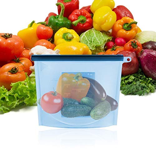 Femora Silicone Food Bag Reusable Seal Storage Container Silicone Food Preservation Bag Freezer Leak-Proof Cooking Ziplock Bags Blue 1000 ml - Image 4