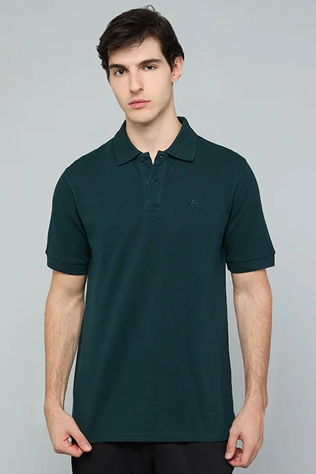 أر أند بي Solid Polo T-Shirt with Short Sleeves