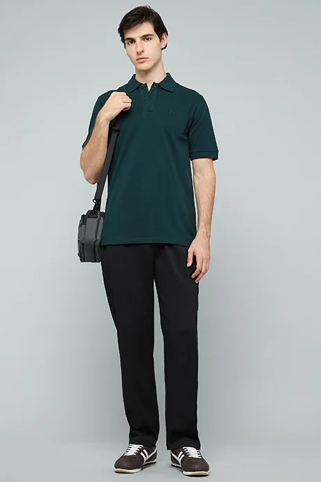 أر أند بي Solid Polo T-Shirt with Short Sleeves