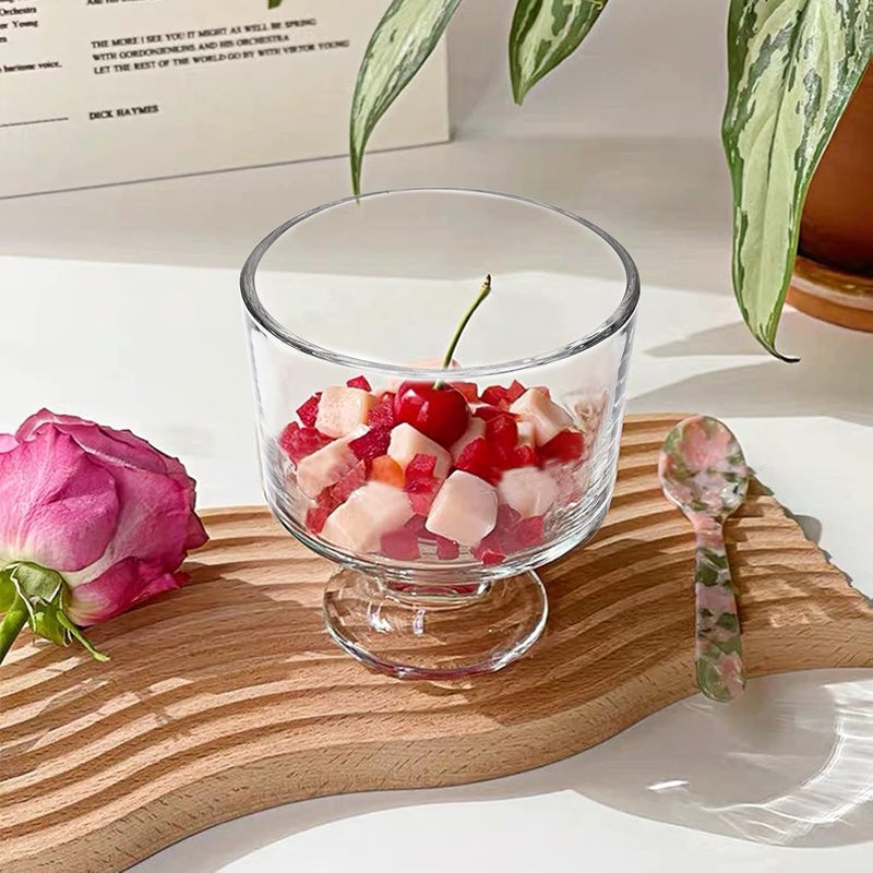 BSTKEY 6PCS Set 10 oz Glass Dessert BowlsCups Cute Footed Dessert Bowls for Ice Cream Trifle Fruit Pudding Snack Salad Condiment Sundae Cocktail Drinks Party - Image 5
