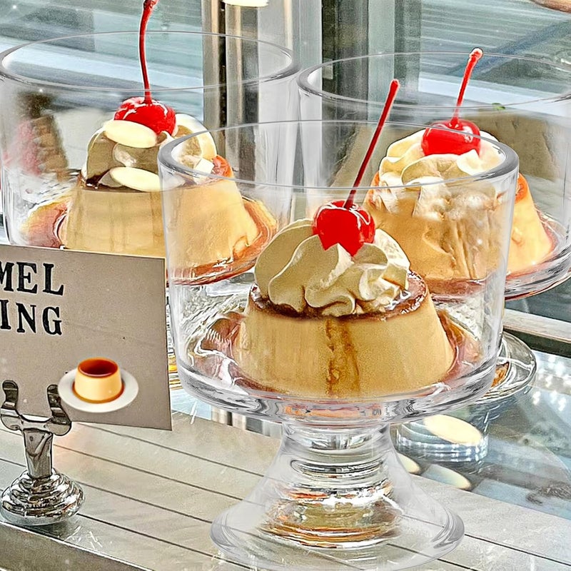 BSTKEY 6PCS Set 10 oz Glass Dessert BowlsCups Cute Footed Dessert Bowls for Ice Cream Trifle Fruit Pudding Snack Salad Condiment Sundae Cocktail Drinks Party - Image 3