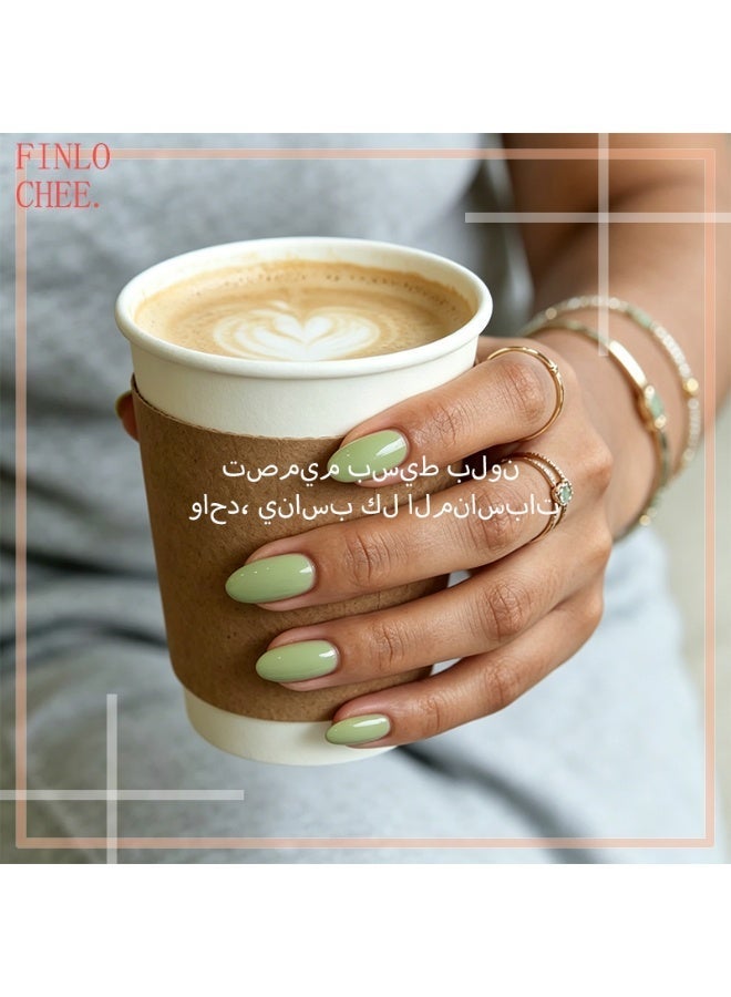 finlochee. أظافر لاصقة لامعة بلون أخضر زيتوني فاتح صلب، شكل لوزي قصير وكاملة الغطاء، أظافر وهمية قابلة لإعادة الاستخدام ومقاومة للماء مع ملصقات لاصقة جيلية، أظافر لاصقة طويلة الأمد خالية من الضرر مصنوعة من مادة ABS الصديقة للبيئة، للارتداء اليومي، المكتب، عيد الفطر، العطلات والصالونات للنساء، 30 قطعة - Image 2