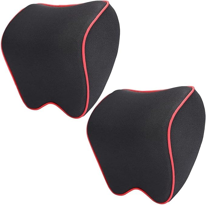 ONTRIP ONTRIP Car Neck Rest Pillow Pack-2, Ultrasoft Car Pillow for Comfortable Car Rides,Superior Neck Support Cushion,Relieves Neck Pain,Hi-Per Foam Head Rest Pillow with Washable Cover,(Black) - Image 2