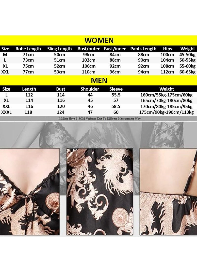 MARGOUN Bathrobe Men's Large Bath Robe Dressing Gown Comfortable Sleepwear Silk Lovers Long Special Style Sleeves Nightgown Dressing Gown Dragon Pattern Beige - Image 5