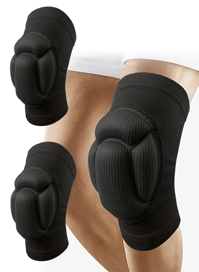 Generic 2-Piece Football Extreme Sports Knee Pad,Protective Knee Pads, Thick spongeAnti-slip, Collision Avoidance Knee Sleeve（Black) - Image 1