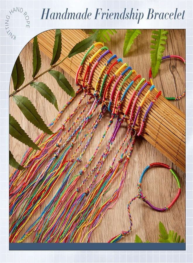 Henoyso 200 Pieces Friendship Bracelets Bulk Handmade Braided String Colorful Braid Friendship Cords Strand Bracelet Party Supply Favors for Birthday Gifts(Classic Style) - Image 4
