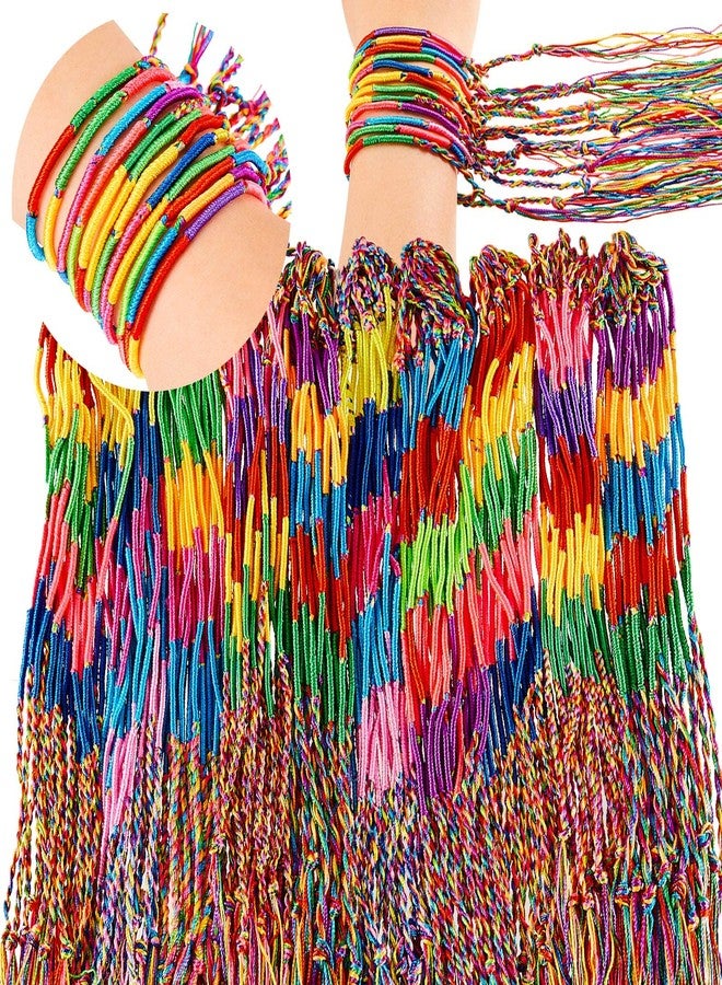 Henoyso 200 Pieces Friendship Bracelets Bulk Handmade Braided String Colorful Braid Friendship Cords Strand Bracelet Party Supply Favors for Birthday Gifts(Classic Style) - Image 1