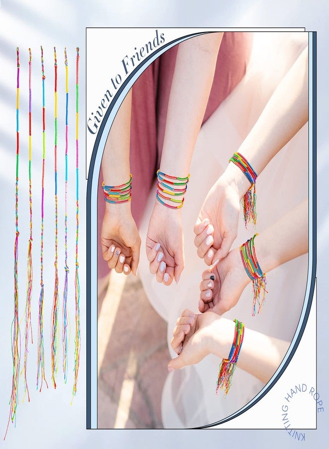 Henoyso 200 Pieces Friendship Bracelets Bulk Handmade Braided String Colorful Braid Friendship Cords Strand Bracelet Party Supply Favors for Birthday Gifts(Classic Style) - Image 5