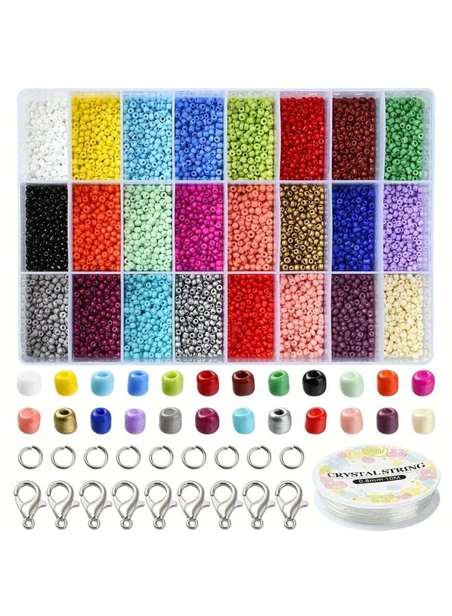 طقم صنع أساور DIY متعدد الألوان مع خرز زجاجي وخيوط كريستال لمجوهرات الحرف اليدوية - Image 1