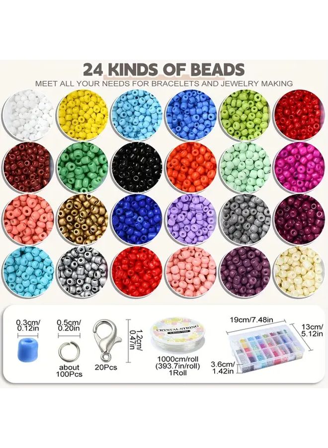 طقم صنع أساور DIY متعدد الألوان مع خرز زجاجي وخيوط كريستال لمجوهرات الحرف اليدوية - Image 5