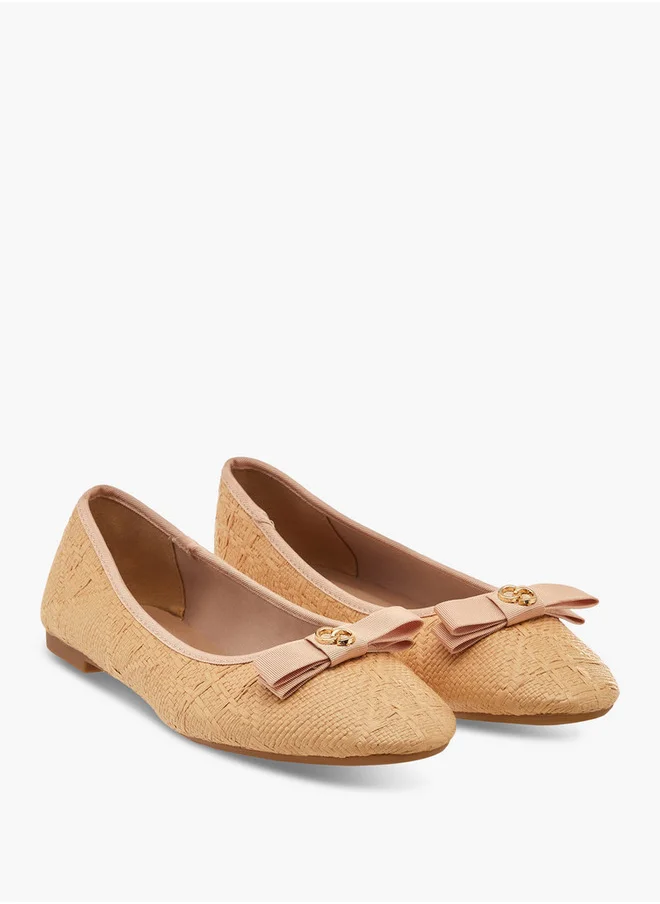 Celeste Women's Textured Slip-On Ballerina with Bow Detail