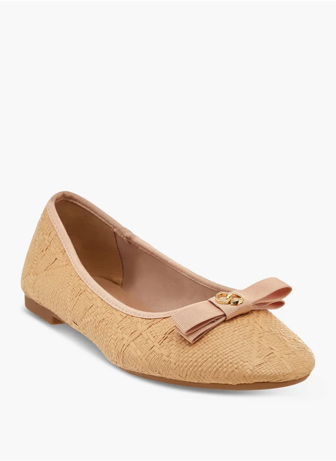 Celeste Women's Textured Slip-On Ballerina with Bow Detail