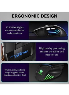 Pro Gaming Mouse - 2400 DPI, 7 Programmable Macro Buttons, 10 Color-Changing RGB Backlight, 4 Adjustable DPI Levels - Midnight Black - pzsku/ZA6AAC7B8F2642742E098Z/45/1741317830/4d6e514a-17ea-435f-b761-df346ac7e3d1