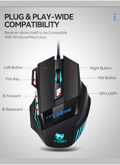 Pro Gaming Mouse - 2400 DPI, 7 Programmable Macro Buttons, 10 Color-Changing RGB Backlight, 4 Adjustable DPI Levels - Midnight Black - pzsku/ZA6AAC7B8F2642742E098Z/45/_/1737614271/9ad79223-1c39-4aa2-8bcd-f2af1dd2a72c