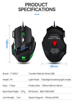 Pro Gaming Mouse - 2400 DPI, 7 Programmable Macro Buttons, 10 Color-Changing RGB Backlight, 4 Adjustable DPI Levels - Midnight Black - pzsku/ZA6AAC7B8F2642742E098Z/45/_/1737614282/e27fa3c8-ce32-4924-beab-3deff0e56990