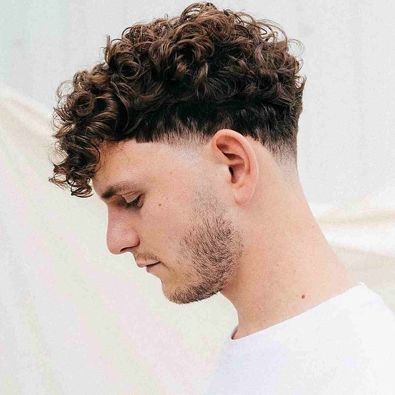 Toupee for Men European Human Hair Replacement System Hairpieces Soft Thin Super Full Swiss Lace Toupee 10x8 Base Small Curly 4 Medium Brown Color