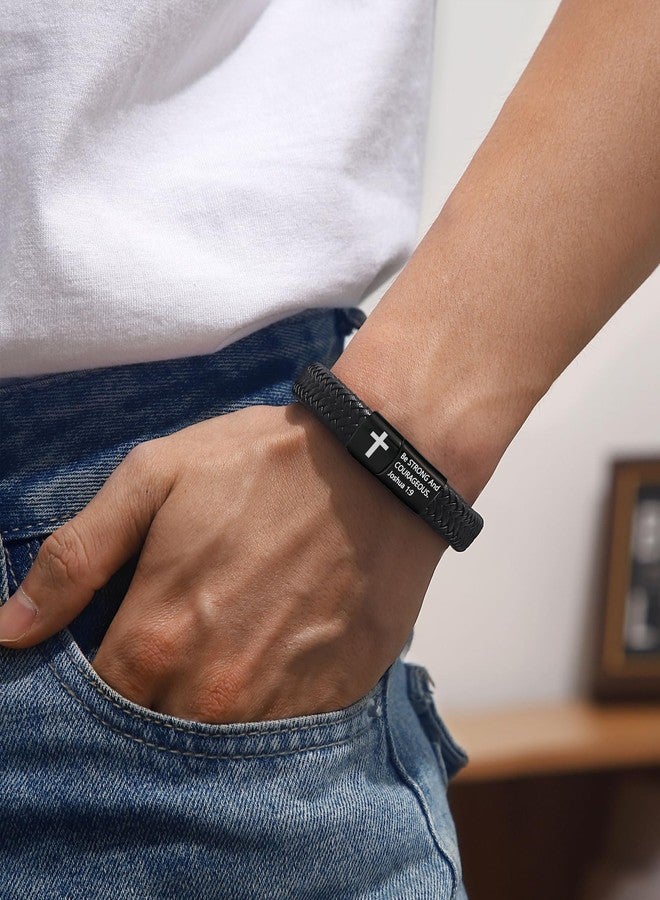 UPROMI Cross Bracelet for Men Christian Religious Baptism Christmas Stocking Stuffers Teen Boy Gifts Ideas Confirmation Gifts for Teenage Boys Him 12 14 16 18 13 15 Year Old Birthday - Image 3