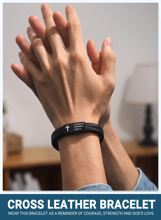 UPROMI Cross Bracelet for Men Christian Religious Baptism Christmas Stocking Stuffers Teen Boy Gifts Ideas Confirmation Gifts for Teenage Boys Him 12 14 16 18 13 15 Year Old Birthday - Image 2